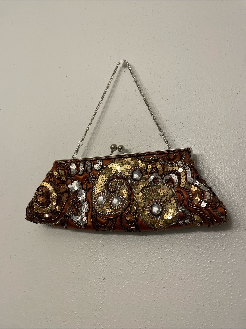 Apt. 9 Brown Sequin & Beaded Evening Clutch